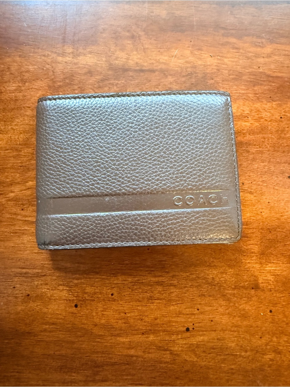 NWOT Coach Men's Pebbled Leather Bi-Fold Wallet in Brown